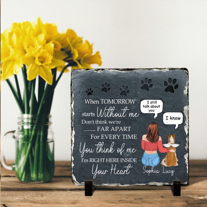 Custom Personalized Memorial Dog Conversation Square Lithograph - Remembrance Stones Gift Idea For Dog Lover - I'm Right Here Inside Your Heart