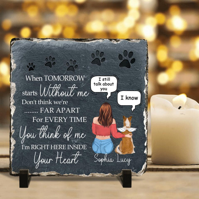 Custom Personalized Memorial Dog Conversation Square Lithograph - Remembrance Stones Gift Idea For Dog Lover - I'm Right Here Inside Your Heart