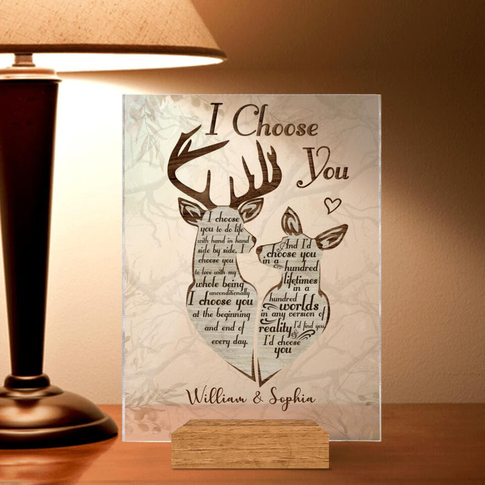 Custom Personalized Deer Couple Acrylic Plaque - Gift Idea For Couple - I Choose You