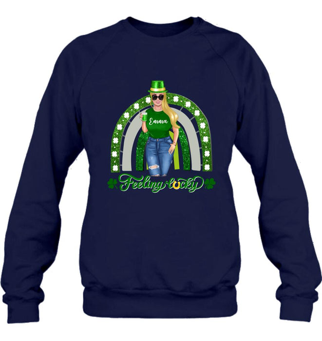 Custom Personalized Irish Girl Unisex T-shirt/ Sweatshirt/ Hoodie - Gift Idea For St Patrick's Day - Feeling Lucky