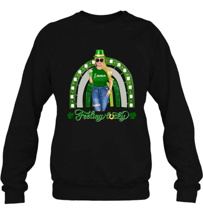 Custom Personalized Irish Girl Unisex T-shirt/ Sweatshirt/ Hoodie - Gift Idea For St Patrick's Day - Feeling Lucky