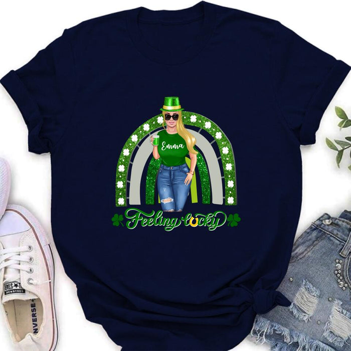 Custom Personalized Irish Girl Unisex T-shirt/ Sweatshirt/ Hoodie - Gift Idea For St Patrick's Day - Feeling Lucky