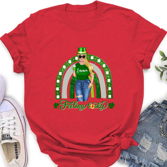 Custom Personalized Irish Girl Unisex T-shirt/ Sweatshirt/ Hoodie - Gift Idea For St Patrick's Day - Feeling Lucky