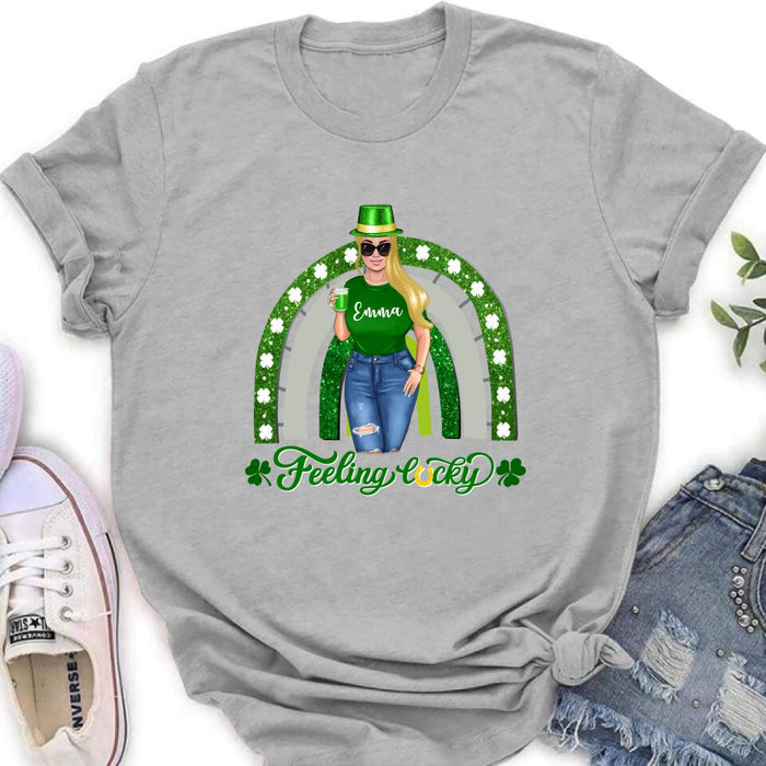 Custom Personalized Irish Girl Unisex T-shirt/ Sweatshirt/ Hoodie - Gift Idea For St Patrick's Day - Feeling Lucky