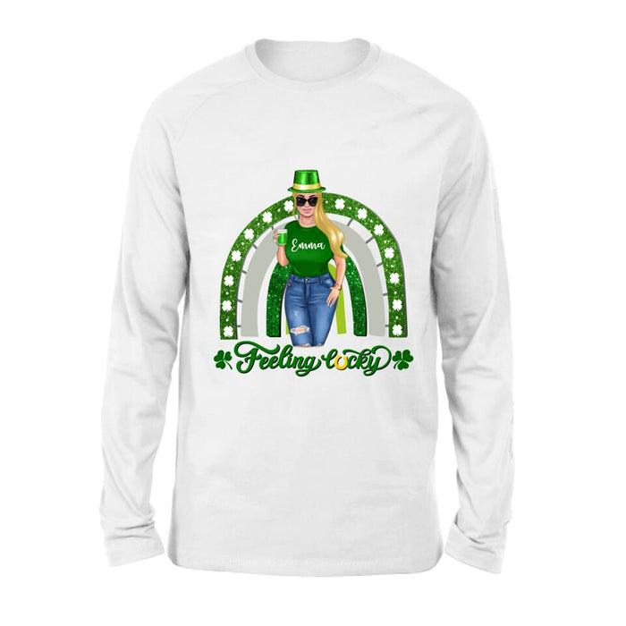 Custom Personalized Irish Girl Unisex T-shirt/ Sweatshirt/ Hoodie - Gift Idea For St Patrick's Day - Feeling Lucky