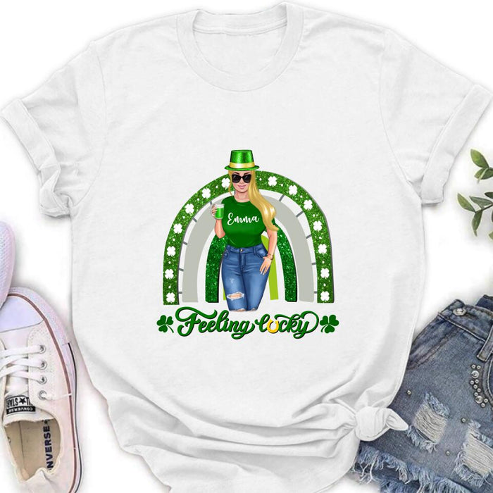 Custom Personalized Irish Girl Unisex T-shirt/ Sweatshirt/ Hoodie - Gift Idea For St Patrick's Day - Feeling Lucky