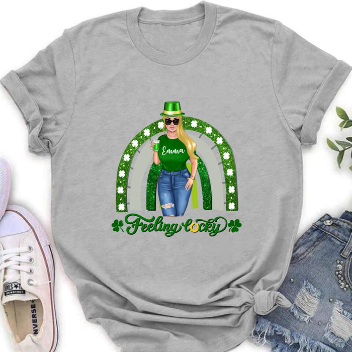 Custom Personalized Irish Girl Unisex T-shirt/ Sweatshirt/ Hoodie - Gift Idea For St Patrick's Day - Feeling Lucky