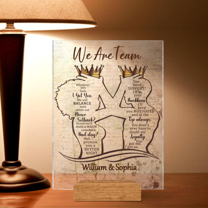 Custom Personalized Couple Acrylic Plaque - Gift Idea For Couple - We Are Team