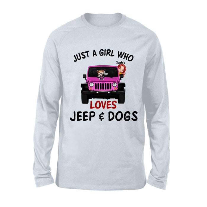 Custom Personalized Dog Mom & Off-road T-shirt - Up to 5 Dogs - Best Gift For Dog Lovers/Mother's Day - Just A Girl