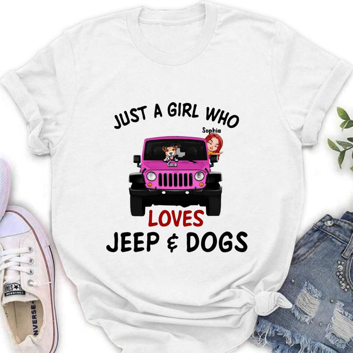 Custom Personalized Dog Mom & Off-road T-shirt - Up to 5 Dogs - Best Gift For Dog Lovers/Mother's Day - Just A Girl