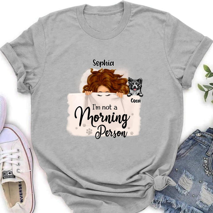 Personalized Sleeping Girl Shirt - Up to 6 Dogs - Best Gift For Dog Lovers - I Like To Stay In Bed With My Dogs