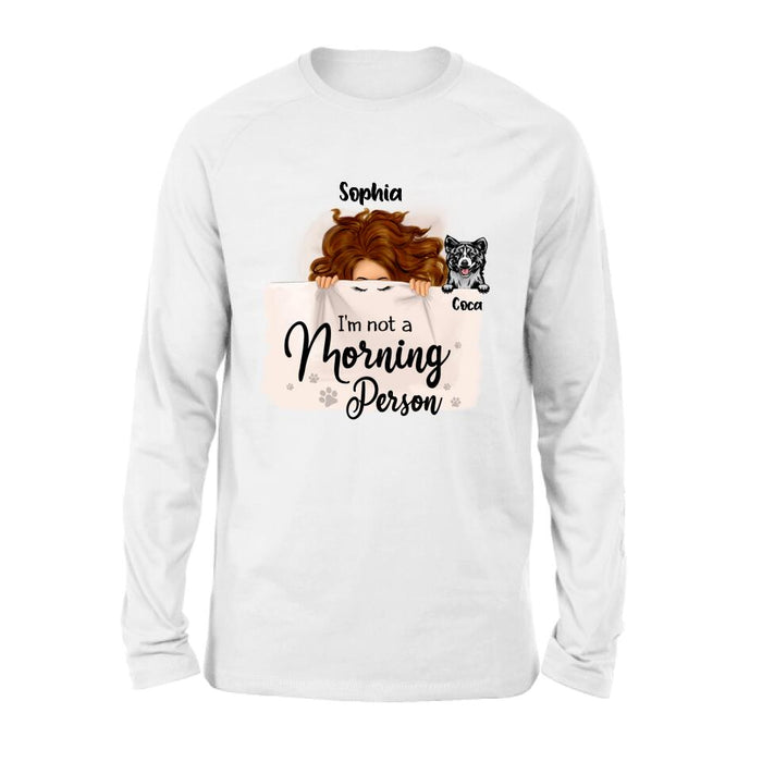 Personalized Sleeping Girl Shirt - Up to 6 Dogs - Best Gift For Dog Lovers - I Like To Stay In Bed With My Dogs