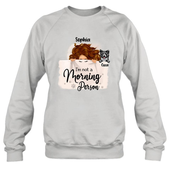 Personalized Sleeping Girl Shirt - Up to 6 Dogs - Best Gift For Dog Lovers - I Like To Stay In Bed With My Dogs