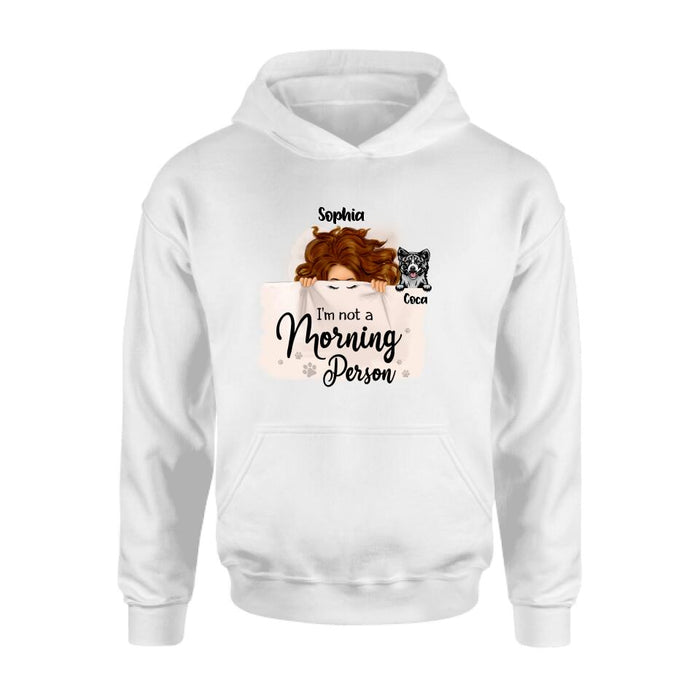 Personalized Sleeping Girl Shirt - Up to 6 Dogs - Best Gift For Dog Lovers - I Like To Stay In Bed With My Dogs