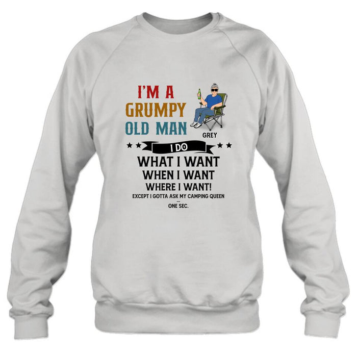 Custom Personalized Grumpy Old Man Camping Shirt/ Pullover Hoodie - Gift Idea For Camping Lover - I'm A Grumpy Old Man