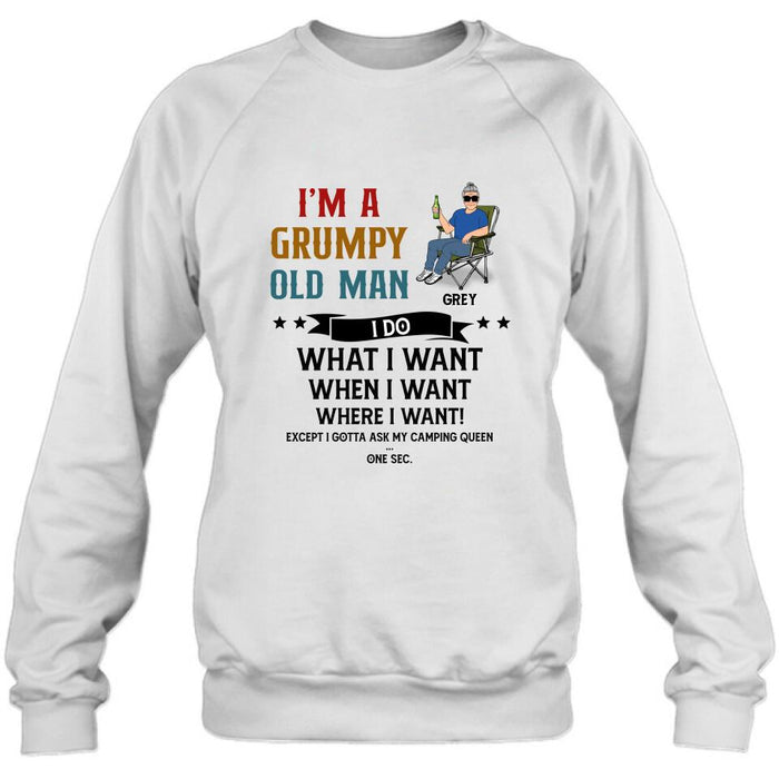 Custom Personalized Grumpy Old Man Camping Shirt/ Pullover Hoodie - Gift Idea For Camping Lover - I'm A Grumpy Old Man