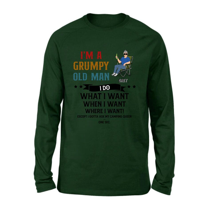 Custom Personalized Grumpy Old Man Camping Shirt/ Pullover Hoodie - Gift Idea For Camping Lover - I'm A Grumpy Old Man