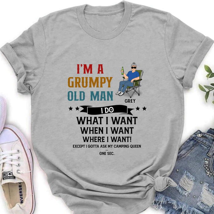 Custom Personalized Grumpy Old Man Camping Shirt/ Pullover Hoodie - Gift Idea For Camping Lover - I'm A Grumpy Old Man