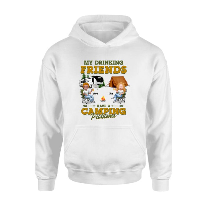 Custom Personalized Camping Friends Shirt - Upto 7 People - Gift For Camping Lovers/Friends - Let's Drink And Watch People Park Their Campers