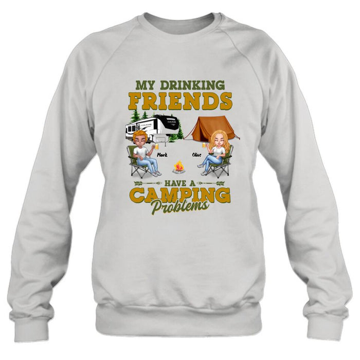 Custom Personalized Camping Friends Shirt - Upto 7 People - Gift For Camping Lovers/Friends - Let's Drink And Watch People Park Their Campers