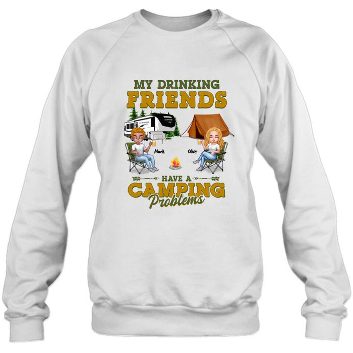 Custom Personalized Camping Friends Shirt - Upto 7 People - Gift For Camping Lovers/Friends - Let's Drink And Watch People Park Their Campers