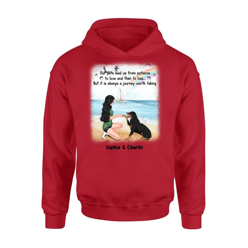 Personalized Dog Mom Shirt/Hoodie - Memorial Gift For Dog Mom/Dog Lover - Our pets lead us from patience to love and then to loss