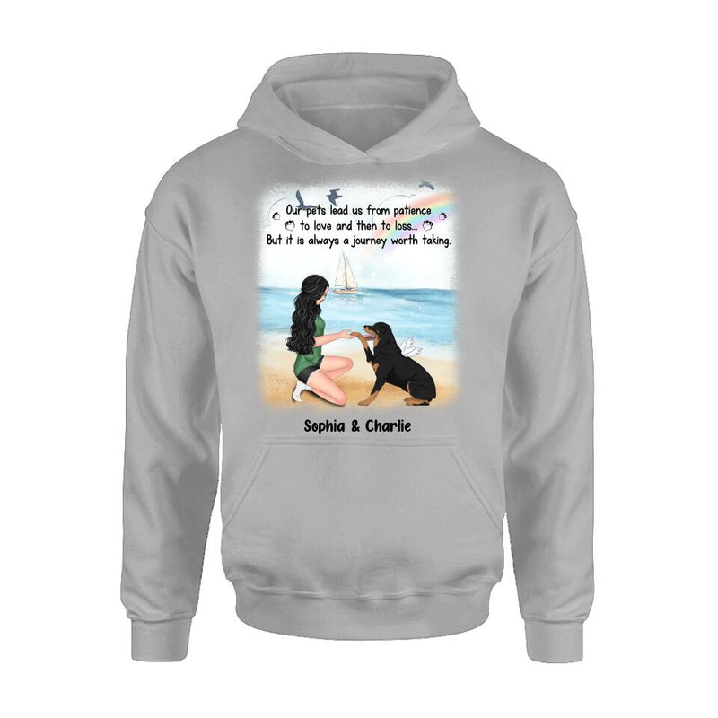 Personalized Dog Mom Shirt/Hoodie - Memorial Gift For Dog Mom/Dog Lover - Our pets lead us from patience to love and then to loss