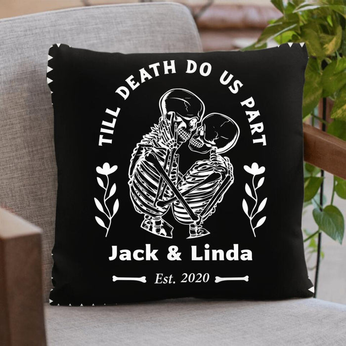 Custom Personalized Skull Couple Fleece/ Quilt Blanket & Pillow Cover - Gift Idea For Couple - Till Death Do Us Part