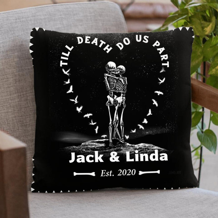 Custom Personalized Skull Couple Fleece/ Quilt Blanket & Pillow Cover - Gift Idea For Couple - Till Death Do Us Part