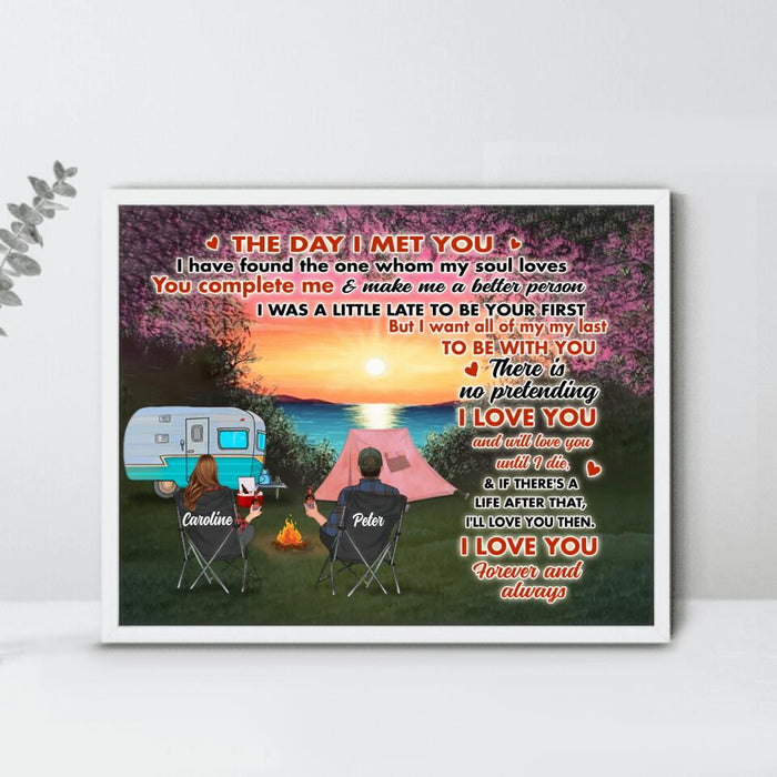 Custom Personalized Couple Camping Poster - Couple With Up to 3 Pets - Gift Idea For Camping Lover - I Love You Forever And Always