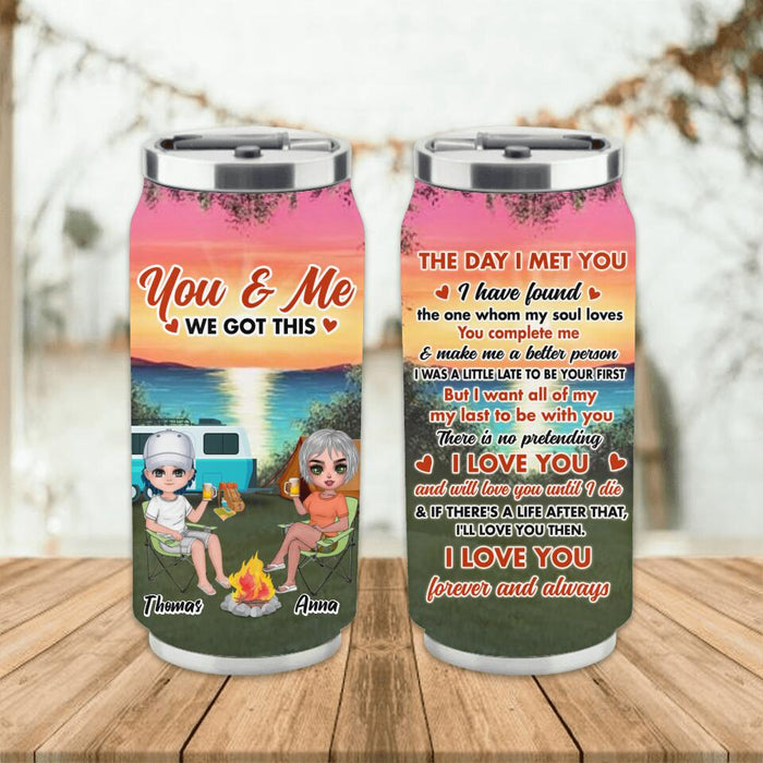 Custom Personalized Couple Camping Soda Can Tumbler - Gift Idea For Couple/ Camping Lover - I Love You Forever And Always