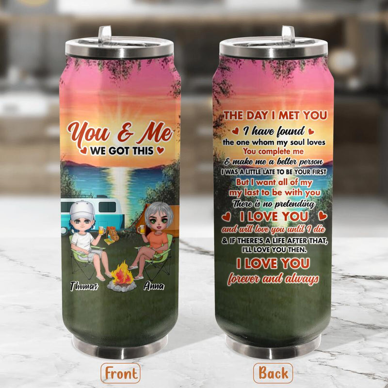 Personalized Couple Camping Soda Can Tumbler - Gift Idea For Couple/Camping Lover - I Love You Forever And Always