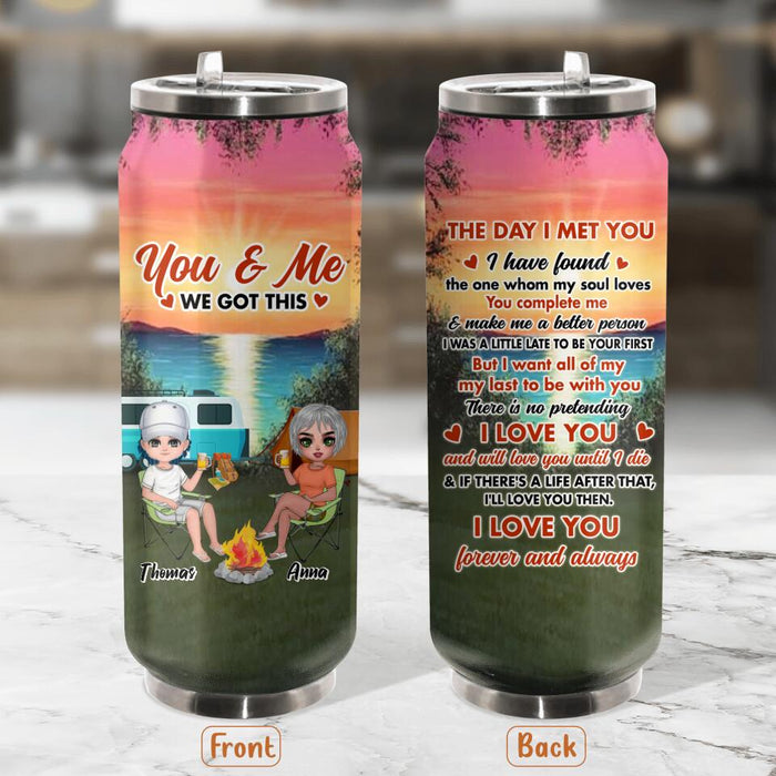 Custom Personalized Couple Camping Soda Can Tumbler - Gift Idea For Couple/ Camping Lover - I Love You Forever And Always