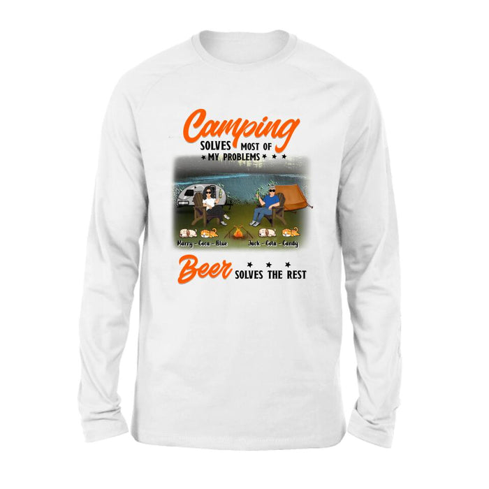 Custom Personalized Camping Unisex T-shirt/ Hoodie/ Sweatshirt/ Long Sleeve - Gift Idea For Couple/ Camping Lovers - Camping Solves Most Of My Problems Beer Solves The Rest