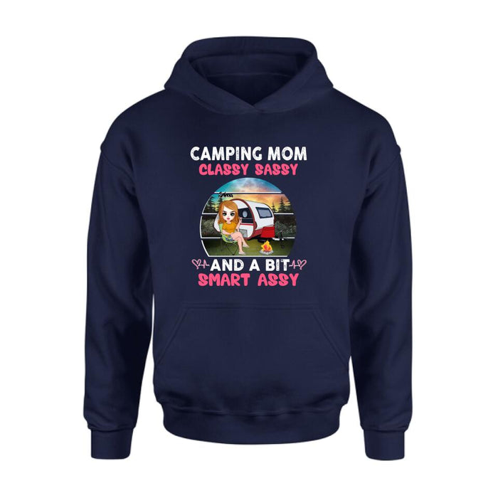 Custom Personalized Camping Mom Shirt/ Pullover Hoodie - Gift Idea For Camping Lover/ Mother's Day - Camping Mom Classy Sassy And A Bit Smart Assy