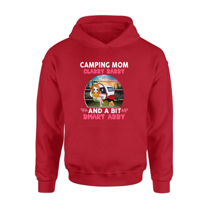 Custom Personalized Camping Mom Shirt/ Pullover Hoodie - Gift Idea For Camping Lover/ Mother's Day - Camping Mom Classy Sassy And A Bit Smart Assy