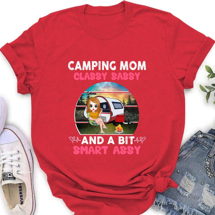 Custom Personalized Camping Mom Shirt/ Pullover Hoodie - Gift Idea For Camping Lover/ Mother's Day - Camping Mom Classy Sassy And A Bit Smart Assy