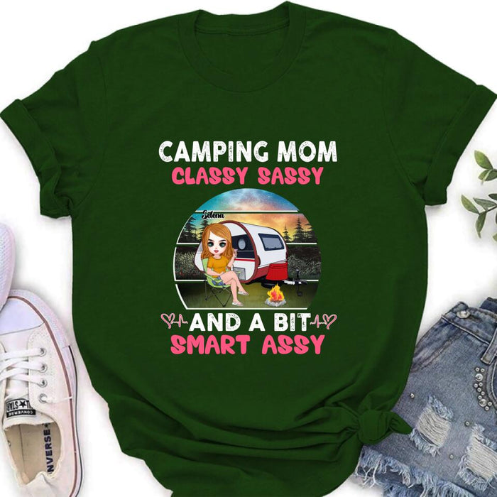 Custom Personalized Camping Mom Shirt/ Pullover Hoodie - Gift Idea For Camping Lover/ Mother's Day - Camping Mom Classy Sassy And A Bit Smart Assy