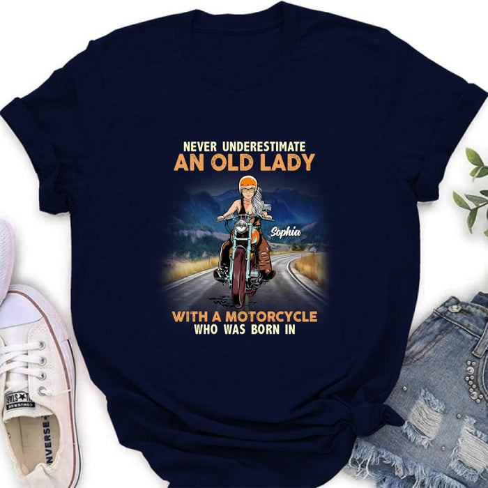 Custom Personalized Biker Grandma Shirt/ Pullover Hoodie - Mother's Day Gift For Grandma/Biker - Assuming I'm Just An Old Lady Was Your First Mistake