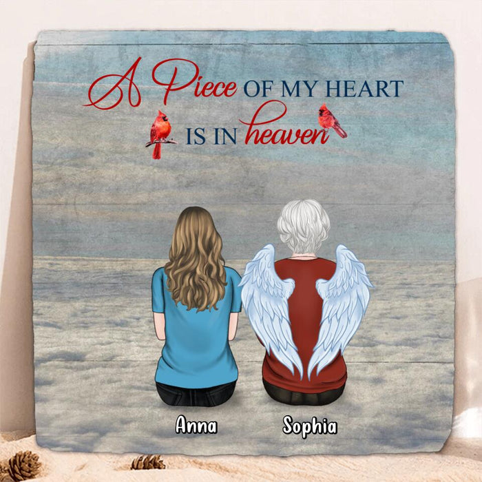 Custom Personalized Memorial Family Square Lithograph - Memorial Gift For Family - Up to 4 People - A Piece Of My Heart Is In Heaven