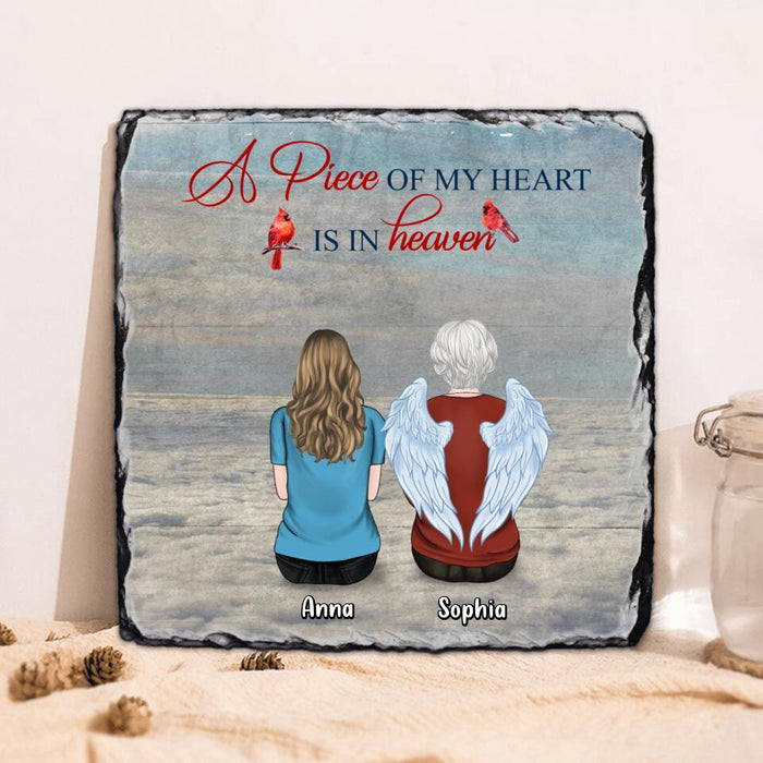 Custom Personalized Memorial Family Square Lithograph - Memorial Gift For Family - Up to 4 People - A Piece Of My Heart Is In Heaven