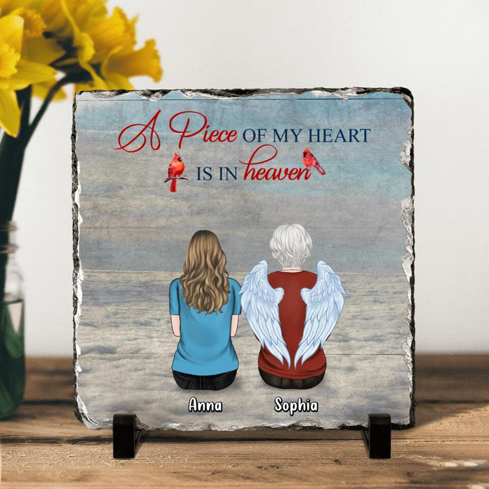 Custom Personalized Memorial Family Square Lithograph - Memorial Gift For Family - Up to 4 People - A Piece Of My Heart Is In Heaven