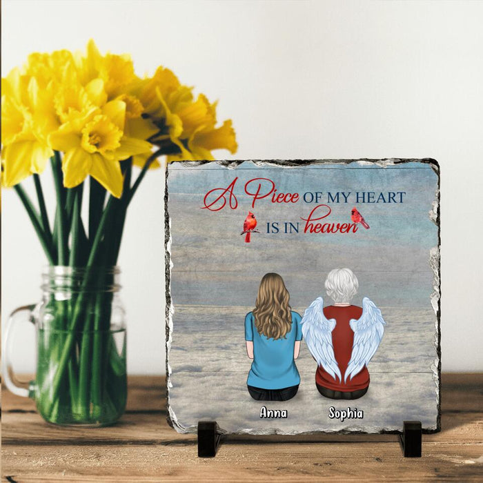 Custom Personalized Memorial Family Square Lithograph - Memorial Gift For Family - Up to 4 People - A Piece Of My Heart Is In Heaven