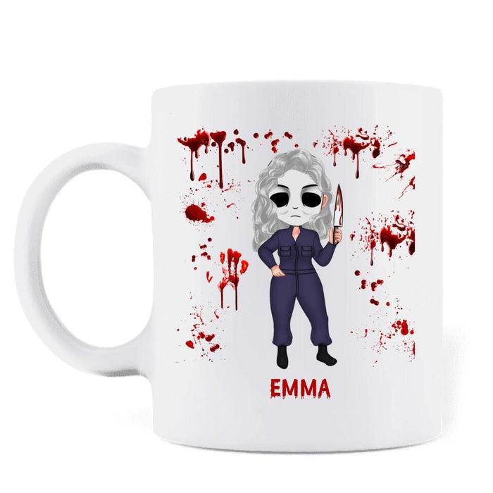 Custom Personalized Cuddle And Watch Horror Movies Coffee Mug - Halloween Gift For Girls