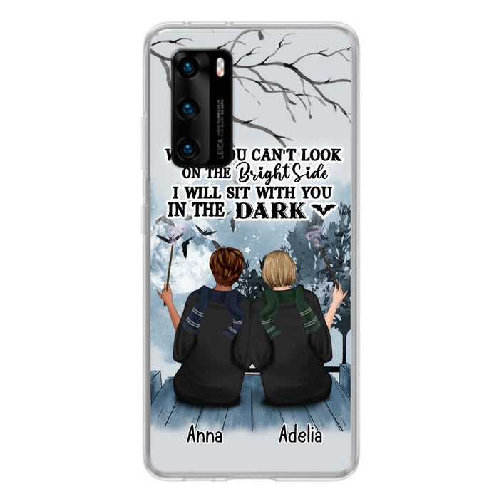 Custom Personalized Friends Witches Phone Case - Upto 4 Witches - Halloween Gift Idea For Friends/Sisters - When You Can't Look On The Bright Side I Will Sit With You In The Dark - Case for Xiaomi/Huawei/Oppo