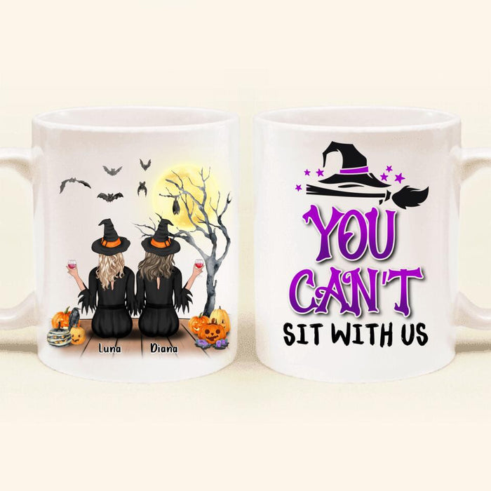 Custom Personalized Halloween Coffee Mug - Halloween Gift For Friends/ Besties - Up to 5 Girls - You Can't Sit With Us