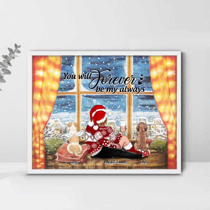 Custom Personalized Hugging Couple Xmas Horizontal Poster - Couple With Upto 2 Pets - Best Gift For Christmas - You Will Forever Be My Always - EWFNOK