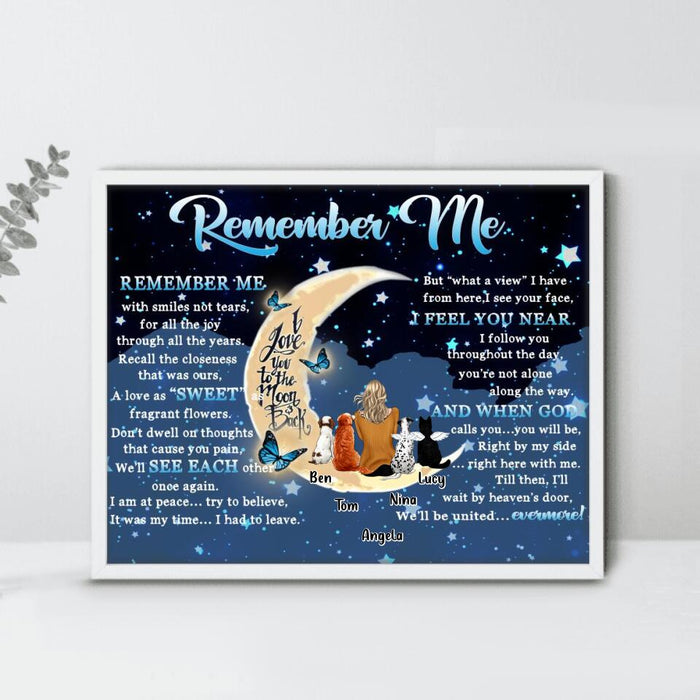 Custom Personalized Memorial Poster - Upto 4 Pets - Best Gift For Dog/Cat Lovers - Remember Me