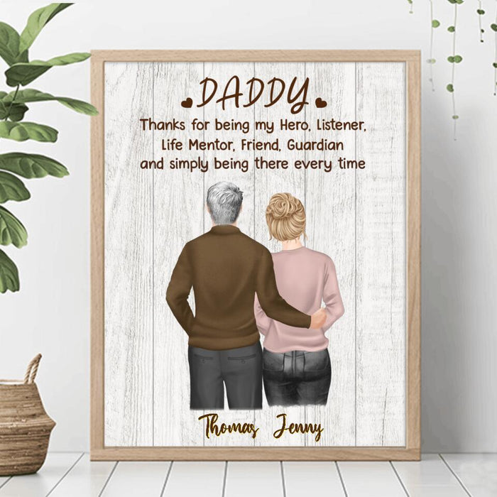 Custom Personalized Daddy Poster - Gift Idea For Family - Thanks For Being My Hero