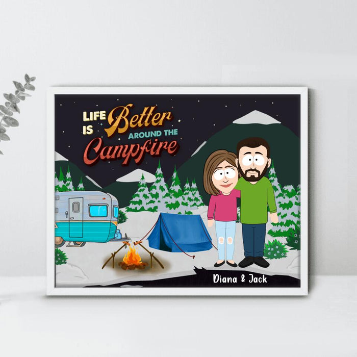 Custom Personalized Couple Camping Horizontal Poster - Gift For Couple, Camping Lovers - Life Is Better Around The Campfire